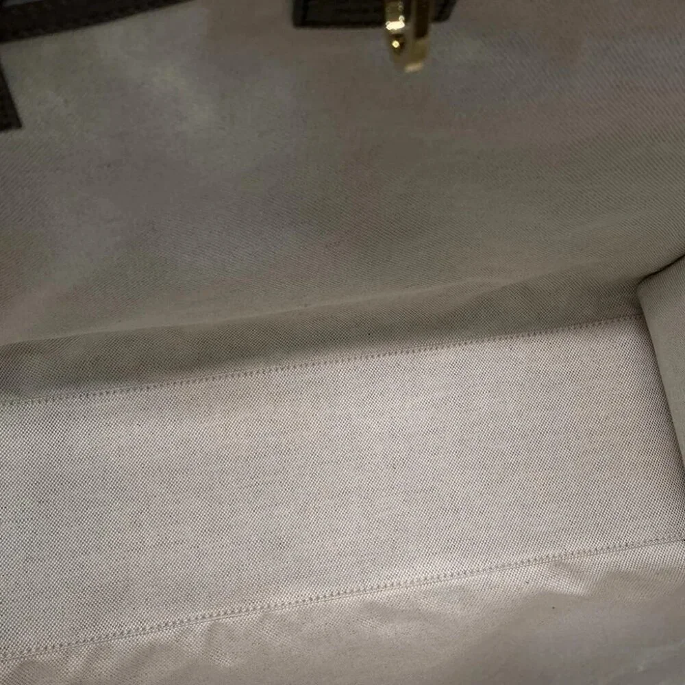 GUCCI JumboGG Tote Bag Beige Dark Brown Jacquard Leather Jumbo GG Canvas - Picture 13 of 15